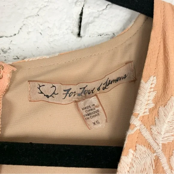 For Love & Lemons Mia Maxi Peach Lace Dress Floral Embroidered Sheer Panel XS - Picture 6 of 15